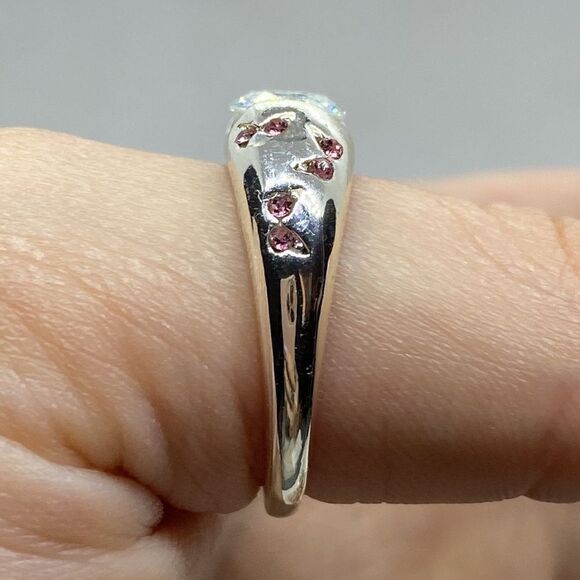 💛 Silver Plated CZ Pink Butterfly Ring - Picture 2 of 5